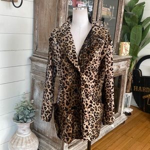 FREDERICKS OF HOLLYWOOD VINTAGE MADE IN USA LEOPARD FAUX FUR BLAZER JACKET XL